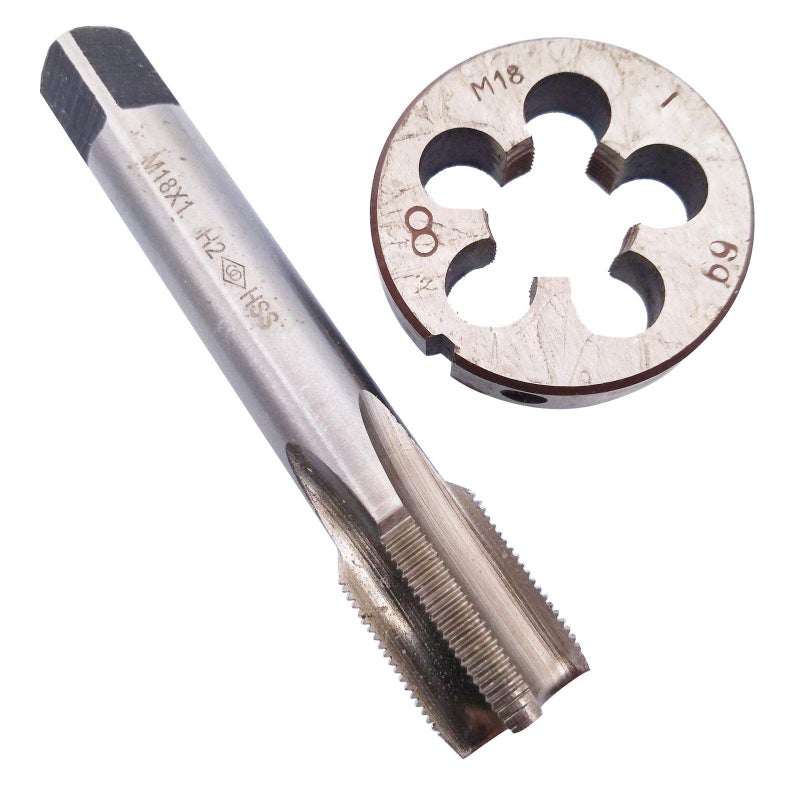 Yodaoke HSS M18 x 1mm Tap and M18 x 1.0mm Die Metric Thread Right Hand - Image 1